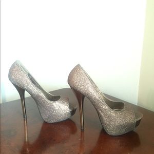 Sparkly brown/gold platform high heels